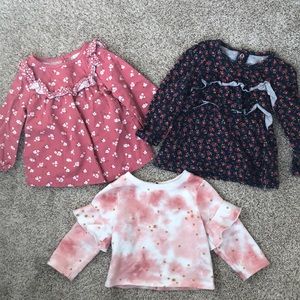 Set of 3 baby girl long sleeve tops